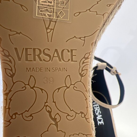 Versace Medusa ‘95 Beige Suede Espadrilles Women Wedge Sandals Size IT39 US7.5 - Picture 10 of 14